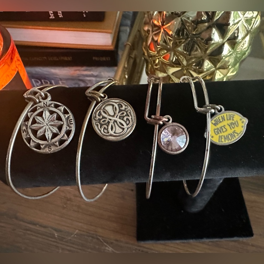 Alex and Ani Set of Four Silver Bangles Bracelet Set